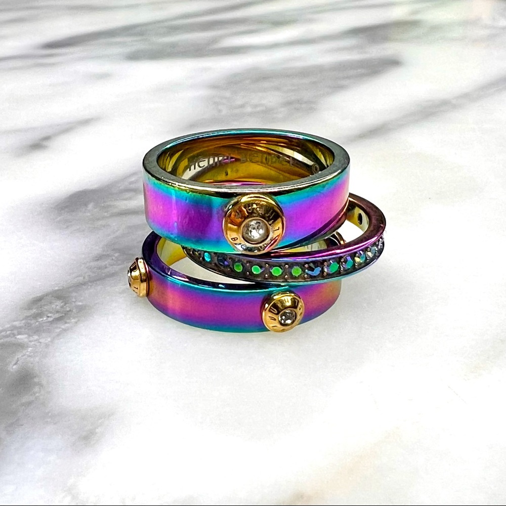 *Rare* Henri Bendel Titanium Stackable Ring Set - image 1